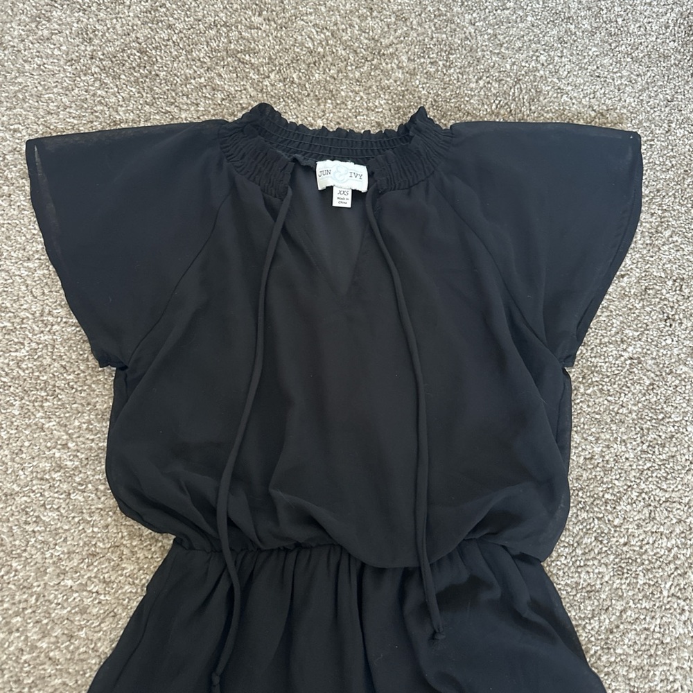Black Ruffle-Hem Dress - Picture 2 of 3